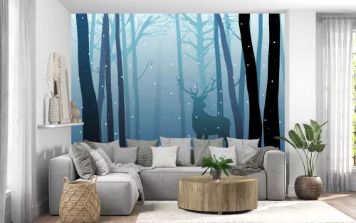Fotótapéta Misty Woods and Deer, 368 x 254 cm