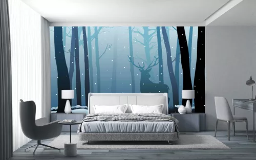 Fotótapéta Misty Woods and Deer, 368 x 254 cm