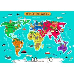 Fotótapéta Animals Map of the World, 368 x 254 cm