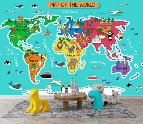 Fotótapéta Animals Map of the World, 368 x 254 cm