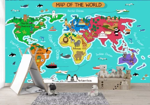 Fotótapéta Animals Map of the World, 368 x 254 cm