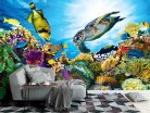 Fotótapéta Coral Reef With Fishes And Sea Turtle , 400 x 260 cm