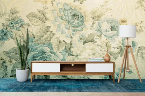 Fotótapéta Vintage Blue Toned Floral Victorian Pattern, 368 x 254 cm
