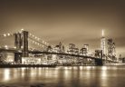 Fotótapéta Brooklyn Bridge and Manhattan Downtown Skyline at Dusk in Sepia, 312 x 219 cm