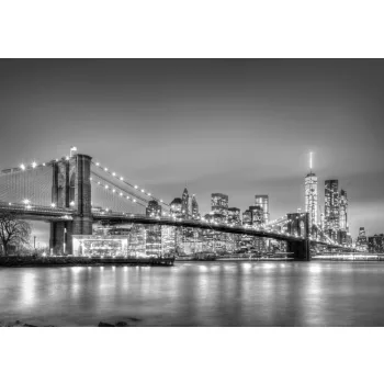   Fotótapéta Brooklyn Bridge and Manhattan Downtown Skyline Black and White, 368 x 254 cm