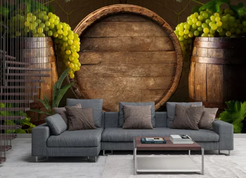 Fotótapéta Vintage Wine Cellar with Wooden Barrel, 368 x 254 cm