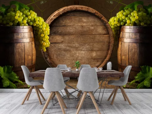 Fotótapéta Vintage Wine Cellar with Wooden Barrel, 368 x 254 cm