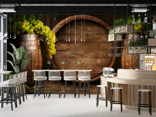 Fotótapéta Vintage Wine Cellar with Wooden Barrel, 368 x 254 cm
