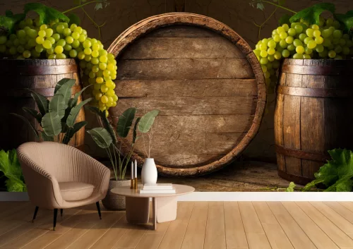 Fotótapéta Vintage Wine Cellar with Wooden Barrel, 368 x 254 cm