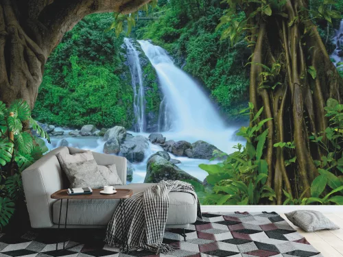 Fotótapéta Waterfall in the Nepal Jungle, 368 x 254 cm