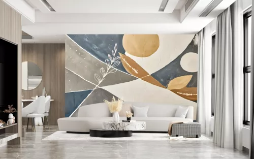 Fotótapéta Abstract Geometric with Botanical Elements, 312 x 219 cm