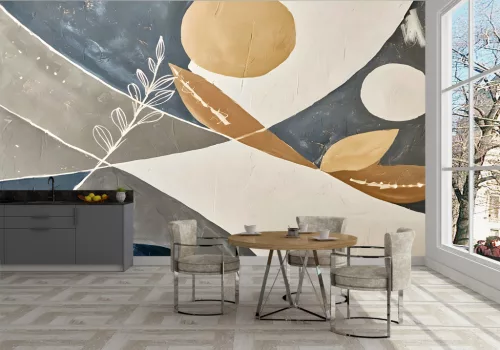Fotótapéta Abstract Geometric with Botanical Elements, 312 x 219 cm