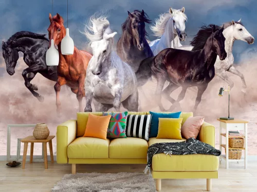 Fotótapéta Horse Herd Run in Desert Dust Storm, 368 x 254 cm