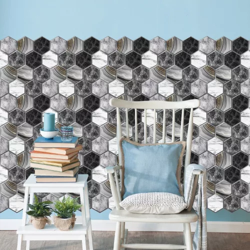 Csempematrica, 3D Öntapadós falpanel, Hatszögletű 4db/csomag