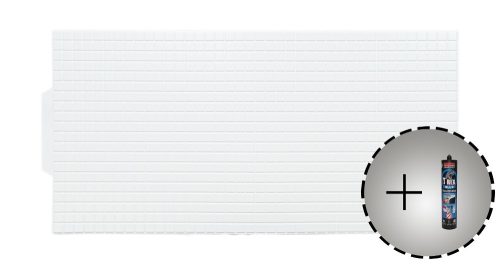 3D PVC falpanel Fényes fehér mozaik 2x2 cm, mintás csomag (10 db + 3 db T-REX ragasztó)