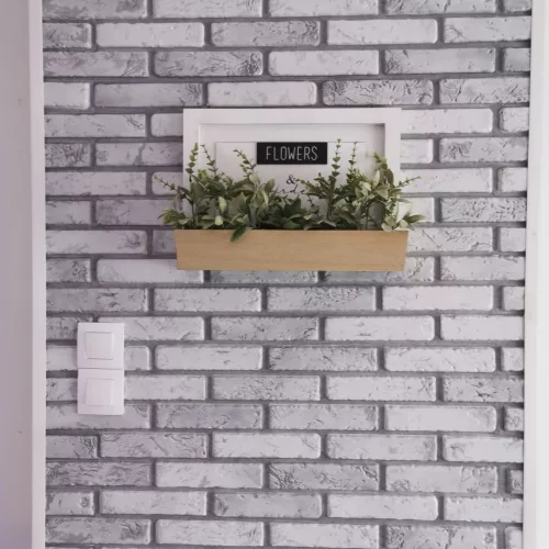 3D PVC falpanel Világosszürke tégla mintás