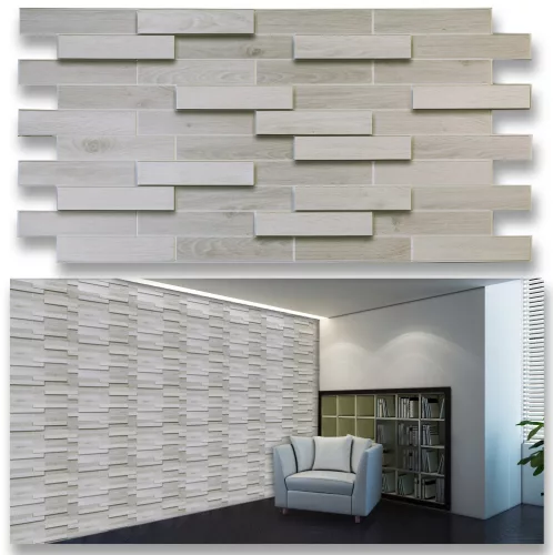 3D PVC falpanel Parketta tölgy halványszürke mintás