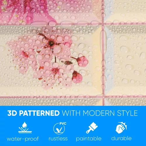 3D PVC falpanel Virág mintás