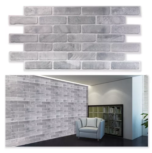 3D PVC falpanel Régi szürke tégla mintás