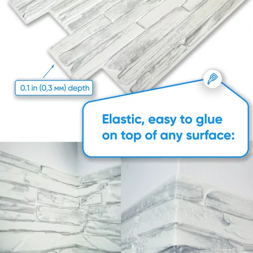 3D PVC falpanel Világosszürke palakő mintás