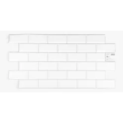   3D PVC falpanel Fényes fehér metrócsempe mintás szürke fugával