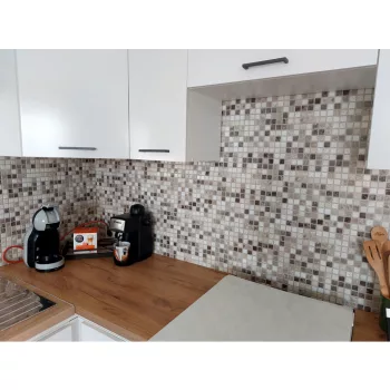 3D PVC falpanel Bézs márvány mozaik mintás
