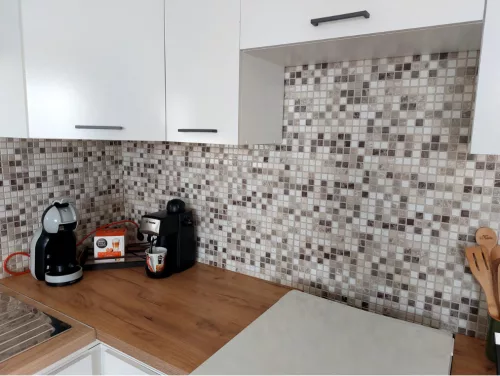 3D PVC falpanel Bézs márvány mozaik mintás