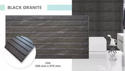 3D PVC falpanel "Black Granite" fekete gránit