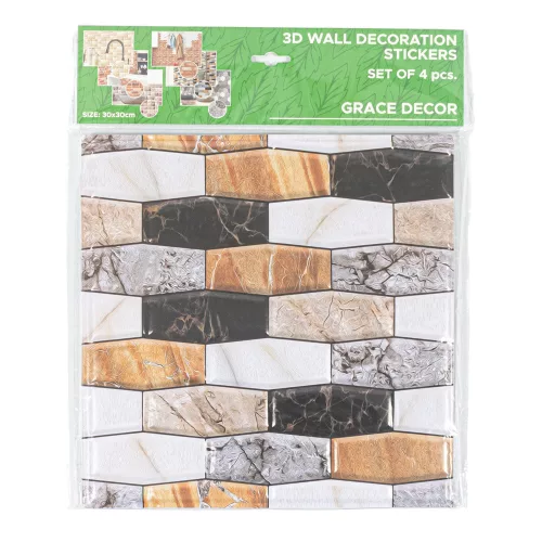 Csempematrica, 3D Öntapadós falpanel, Ovális mozaik, 4db/csomag