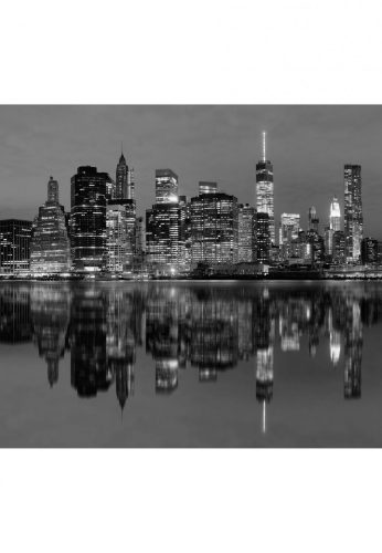 Fotótapéta fekete fehér Manhattan tükörképe a vízben - 300x270 - cm