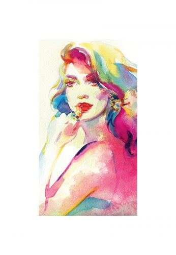 Tapéta akvarell női portré - 150x270 - cm