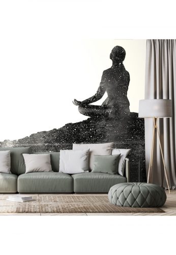 Tapéta egy fekete-fehér nő meditációja - 150x100