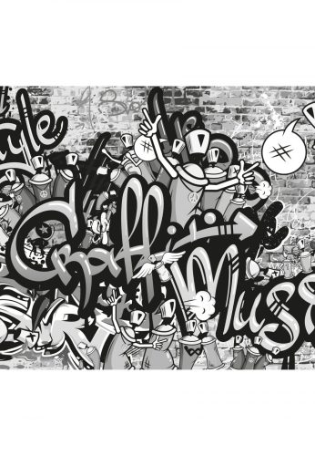 Fotótapéta szürke graffiti fal - 300x270 - cm