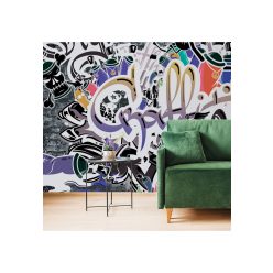 Fotótapéta trendi lila graffiti fal - 150x100 -