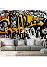 Fotótapéta graffiti tégla falon - 150x270 - cm