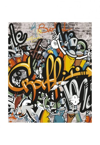 Fotótapéta graffiti tégla falon - 225x270 - cm