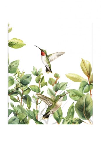 Tapéta kolibrik és levelek - 225x270 - cm