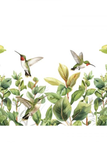 Tapéta kolibrik és levelek - 300x270 - cm