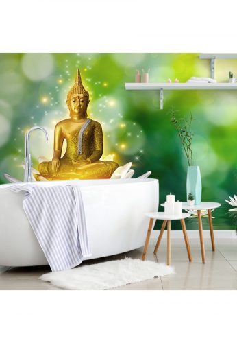 Fotótapéta arany Buddha lótusz virágon - 225x150 -