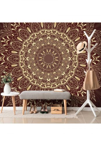 Fotótapéta arany Mandala bordó háttéren - 450x300 -