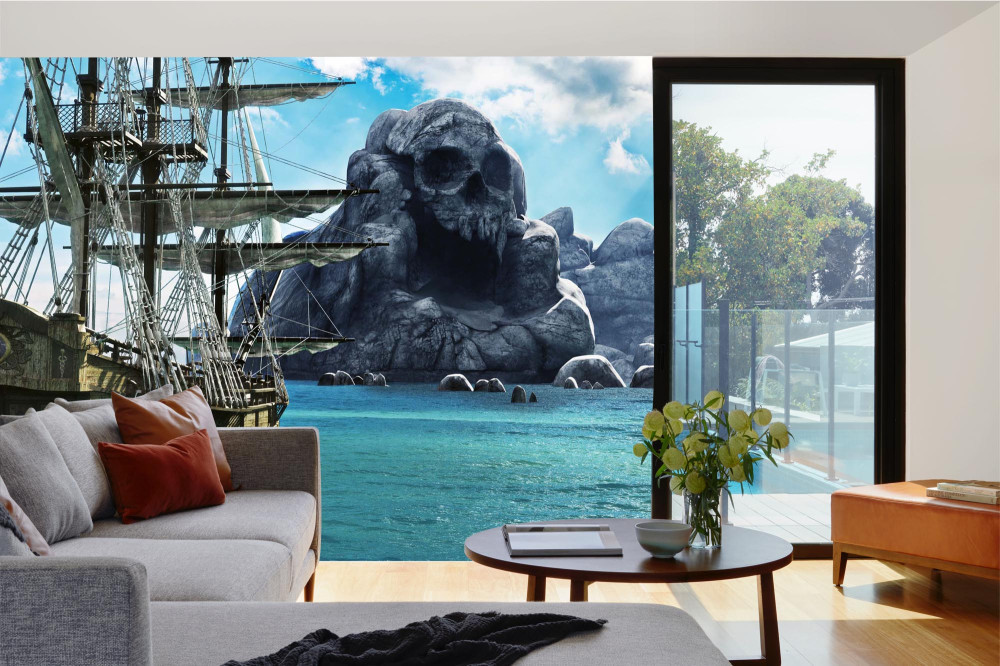 Vlies Fotótapéta - Pirate sailing ship - 375x250 cm Vlies Fotótapéta - Pirate sailing ship - 375x250 cm