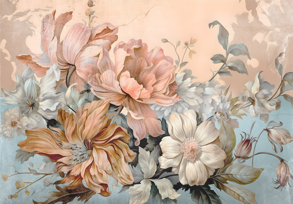 Pasztell virágok poszter, fotótapéta Vlies (152,5 x 104 cm)
