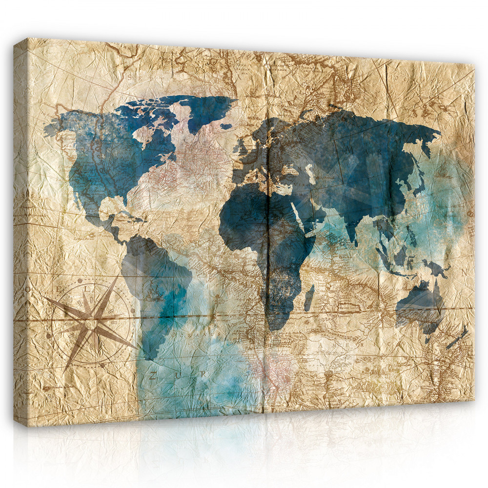 Vászonkép, Absztrakt térkép, 100x75 cm méretben